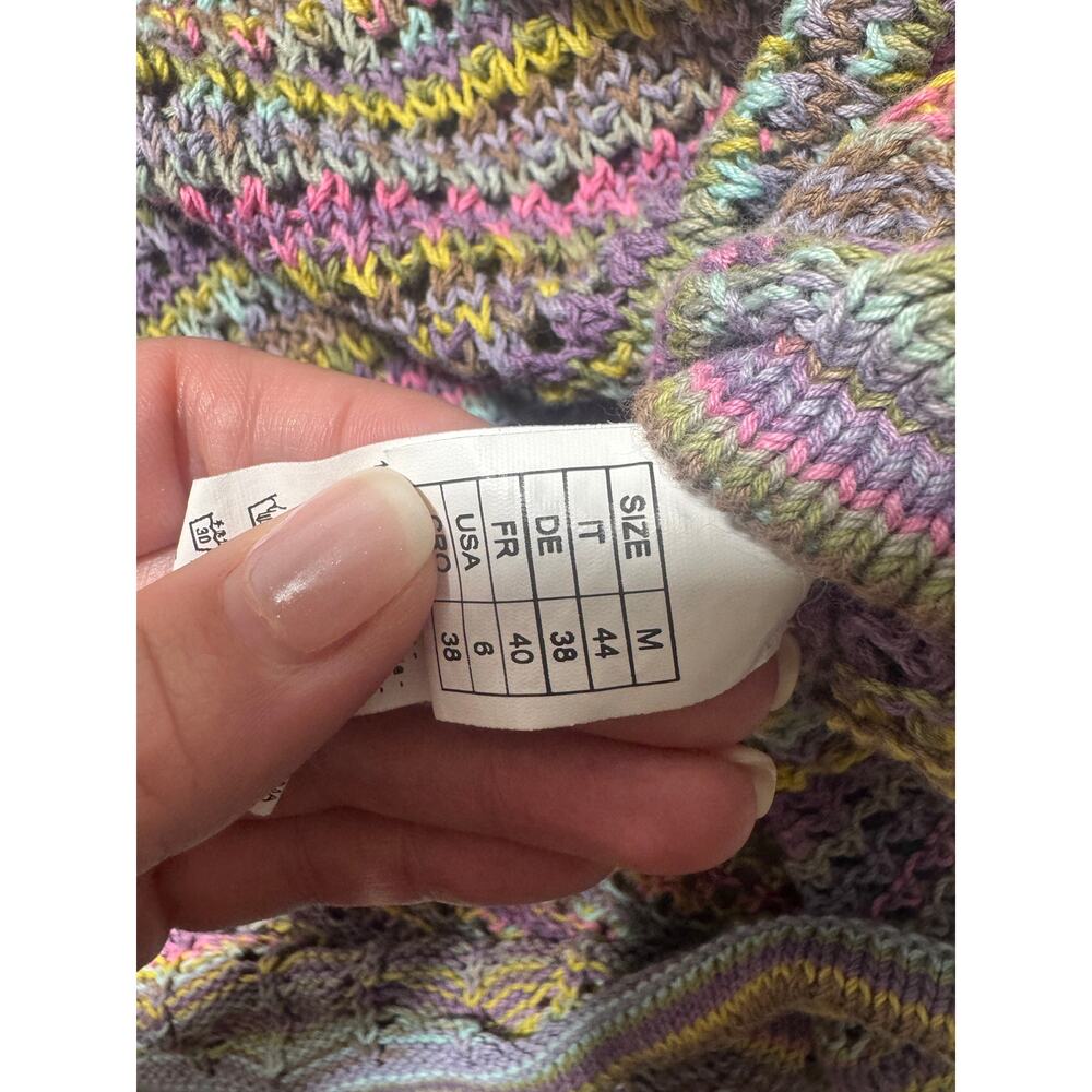 Sfizio Maxi Dress Womens 6 Multicolor Striped Crochet Knit Sleeveless Italy Made - Picture 13 of 16